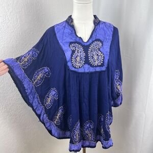 The Collection Royal Poncho Top Womens Free Size Purple Boho Festival Hippie Y2K